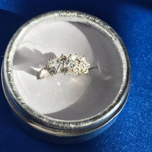 Sterling CZ Flower Cluster Motif Ring
